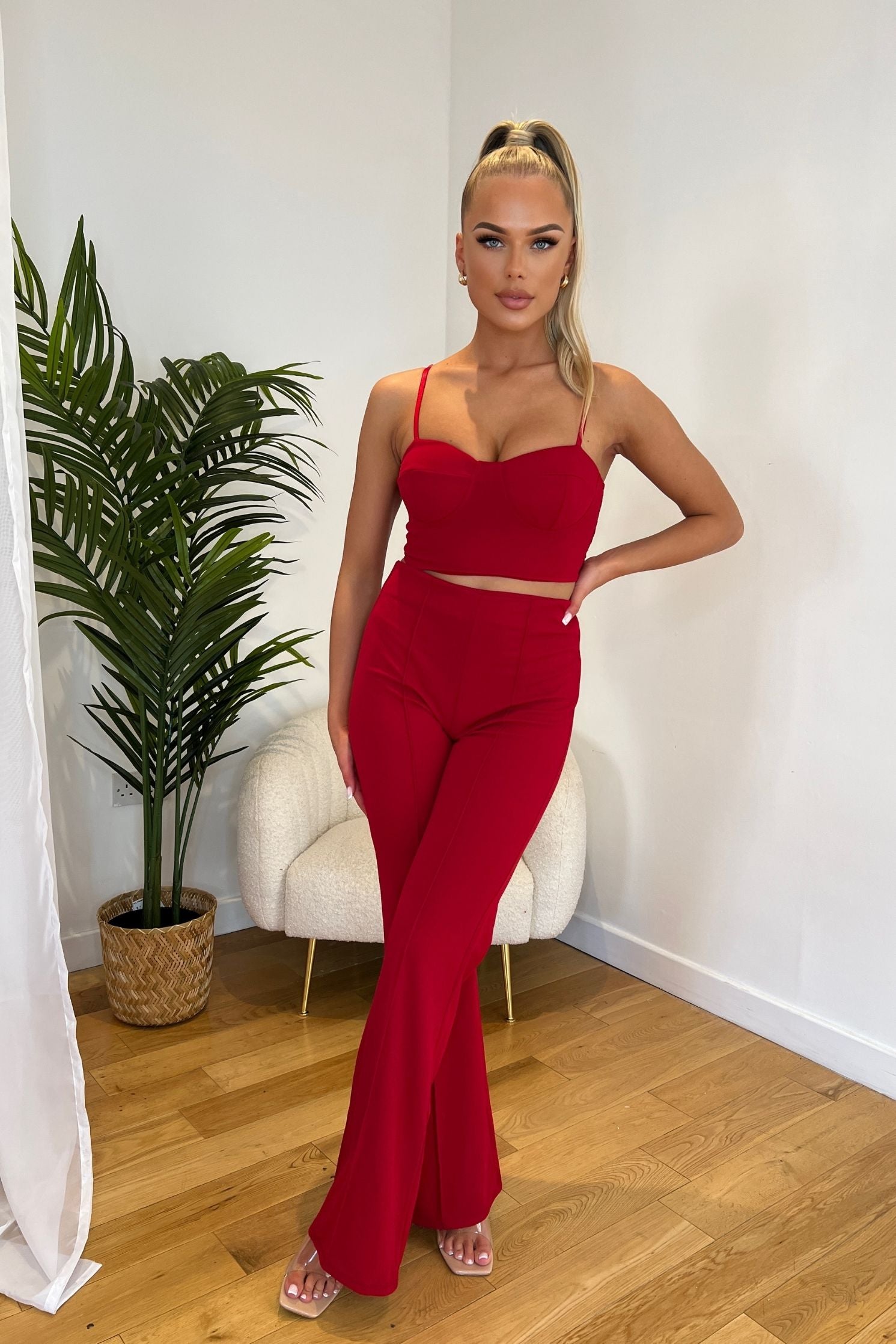 Strappy Crop Top Flare Trousers Co Ord Set – The FEO Collection