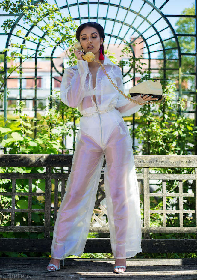 White Iridescent Long Sleeve Festival Jumpsuit – The FEO Collection