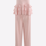 High Neck Frill Blouse & Flared Pants Co-ord Set