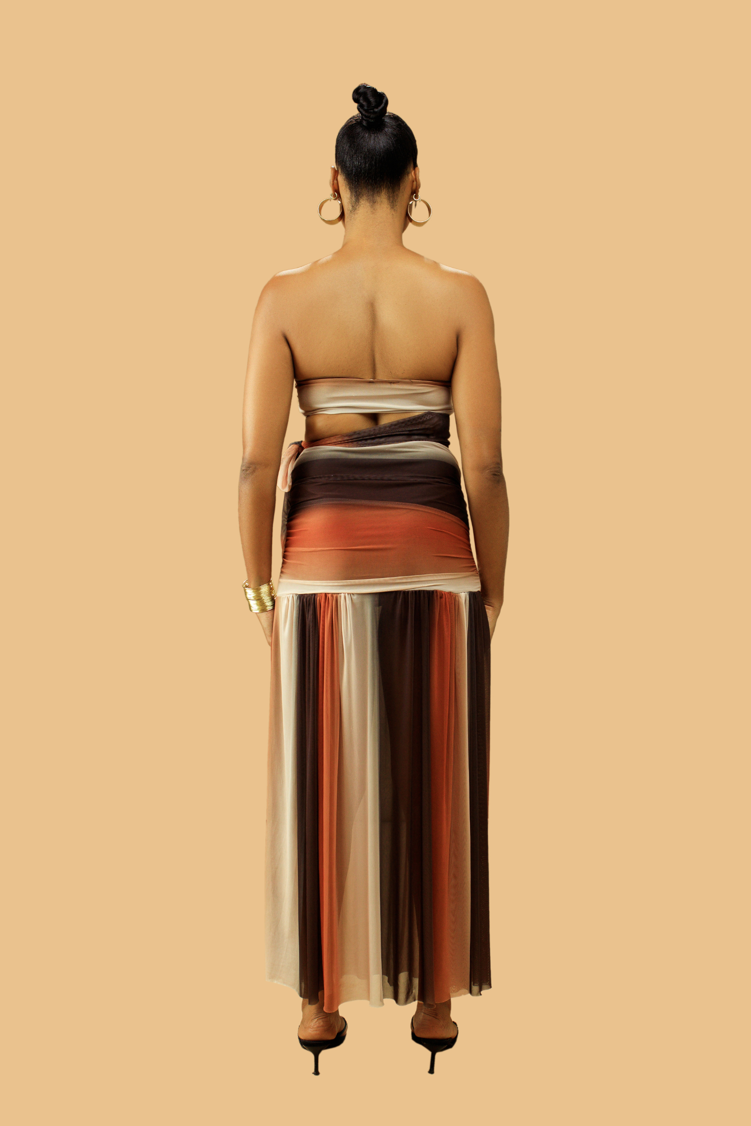 Boho Brown Ombre Maxi Skirt & Top Co-ord Set