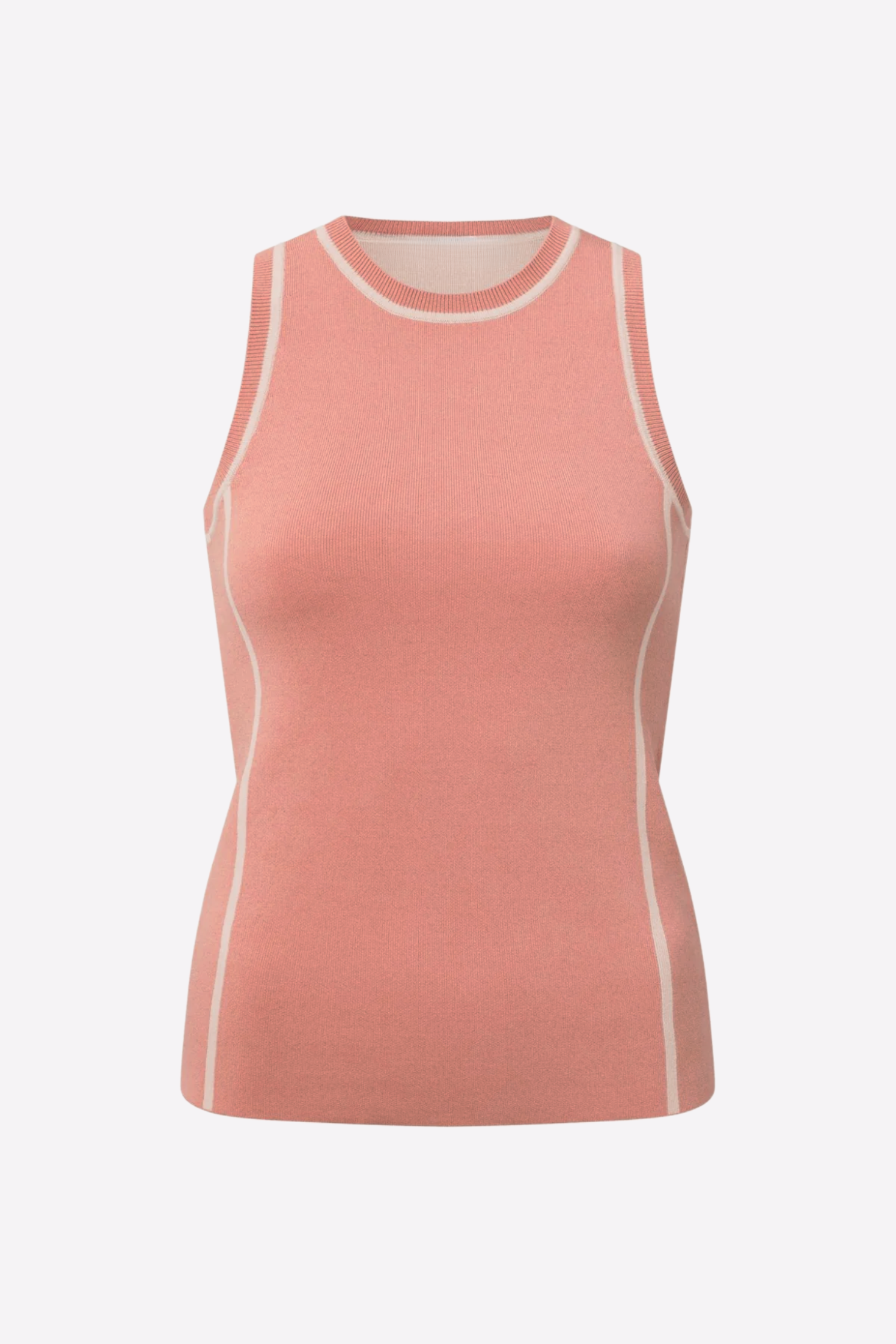 Round Neck Fine Knit Contrasting Trim Top