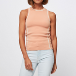 Round Neck Fine Knit Contrasting Trim Top