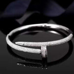 Silver Crystal Nail Detail Bangle Bracelet