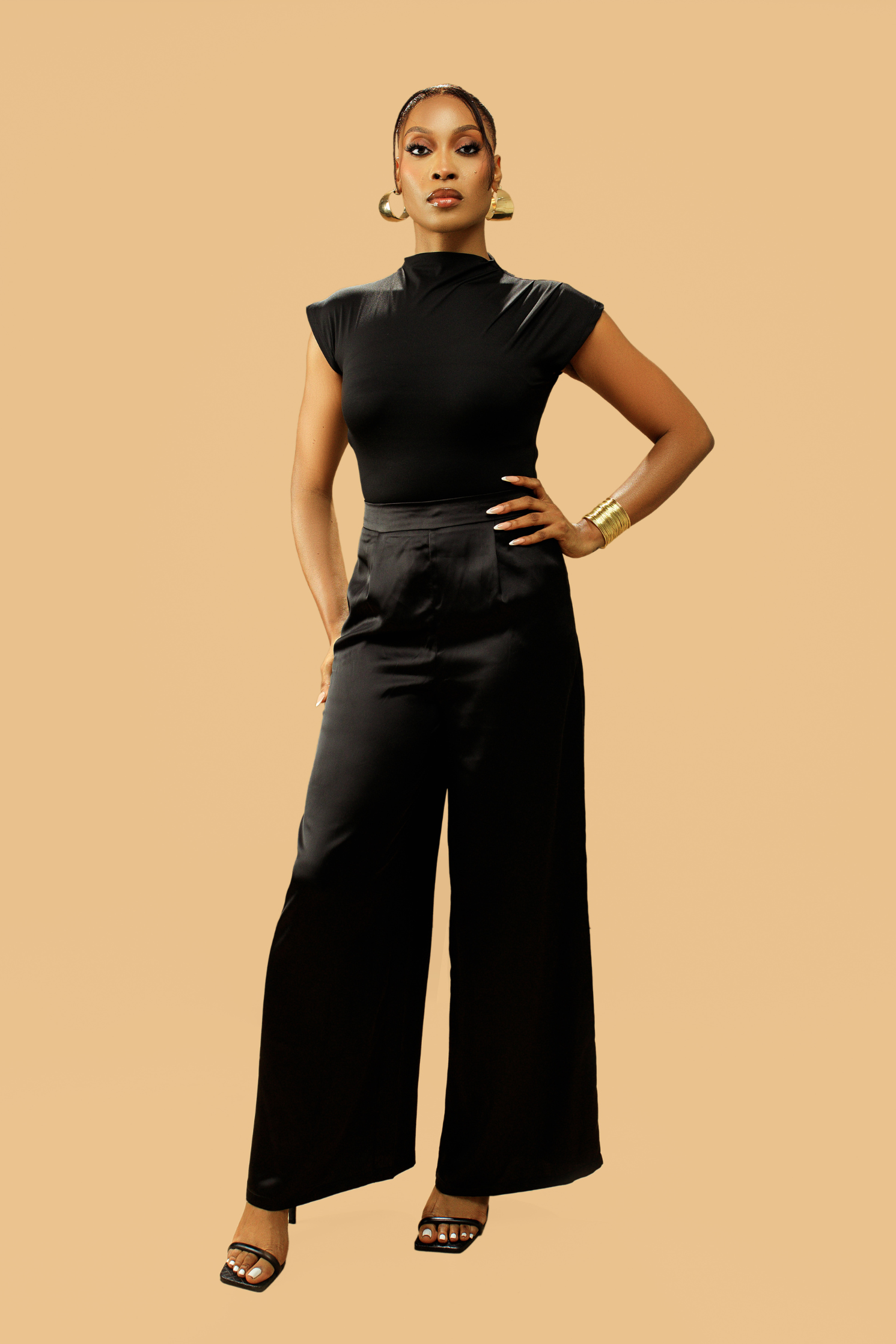 Women's Stretchy Bodysuit - High Neck Sleeveless Top