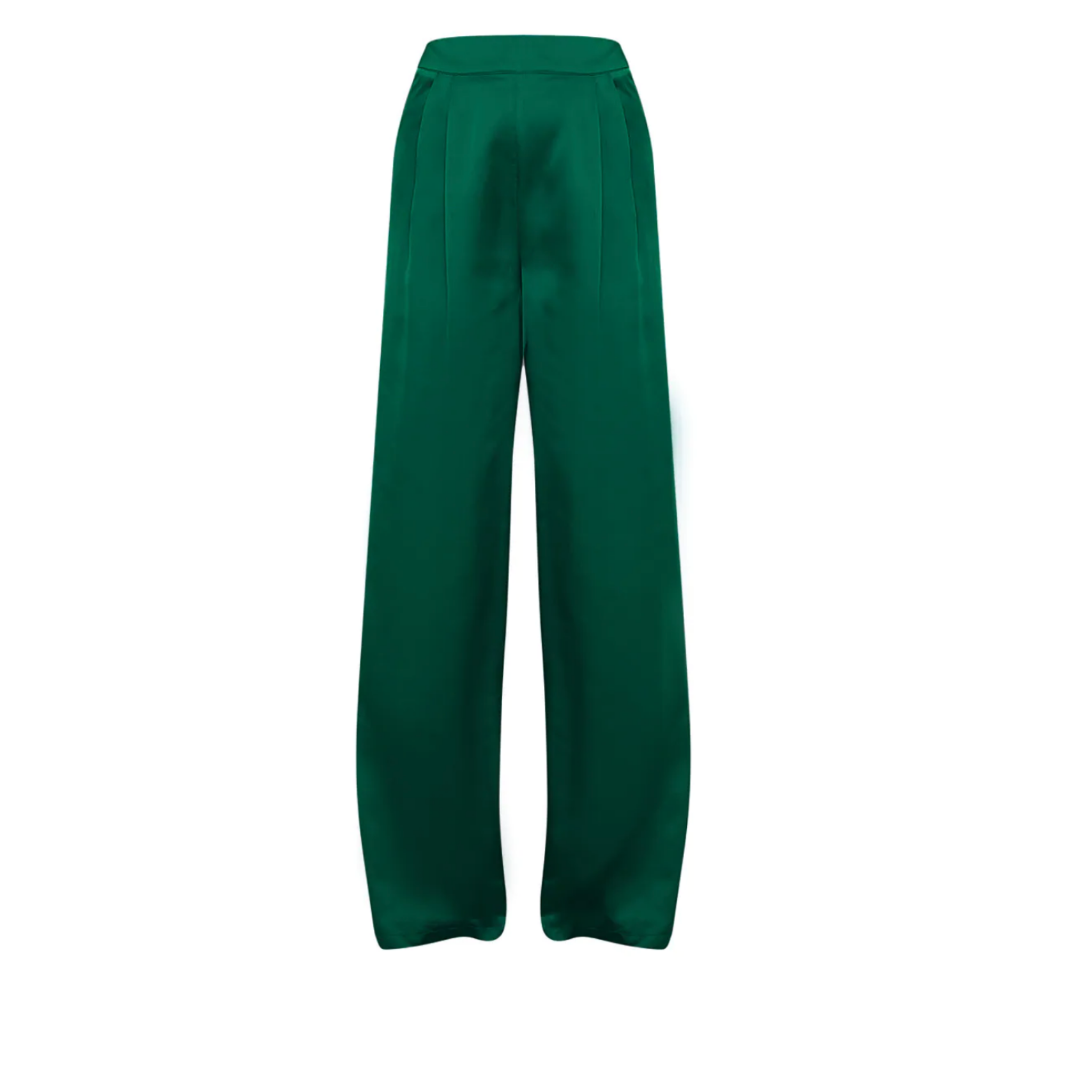 Green Wide Leg Satin Trousers