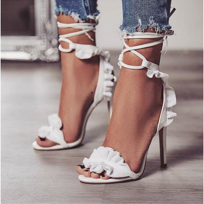 Ruffle Lace Up Heels