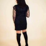 Black Lace Choker Long Sleeve Dress