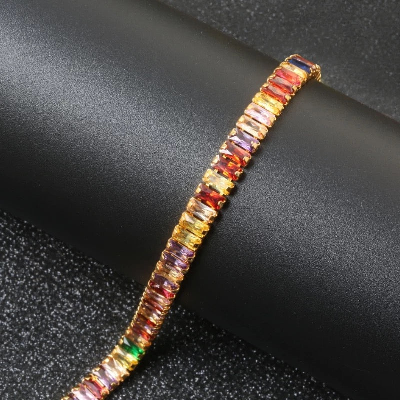 Rainbow Baguette Cut Bracelet