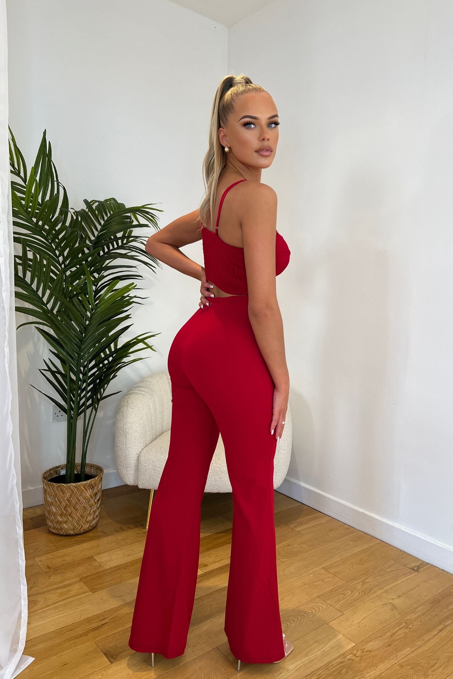 Strappy Crop Top & Flare Trousers Co Ord Set