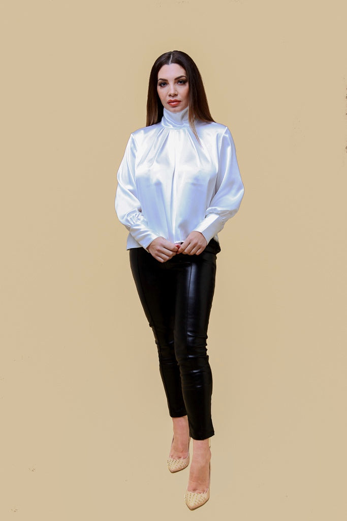 Satin High Neck Blouse