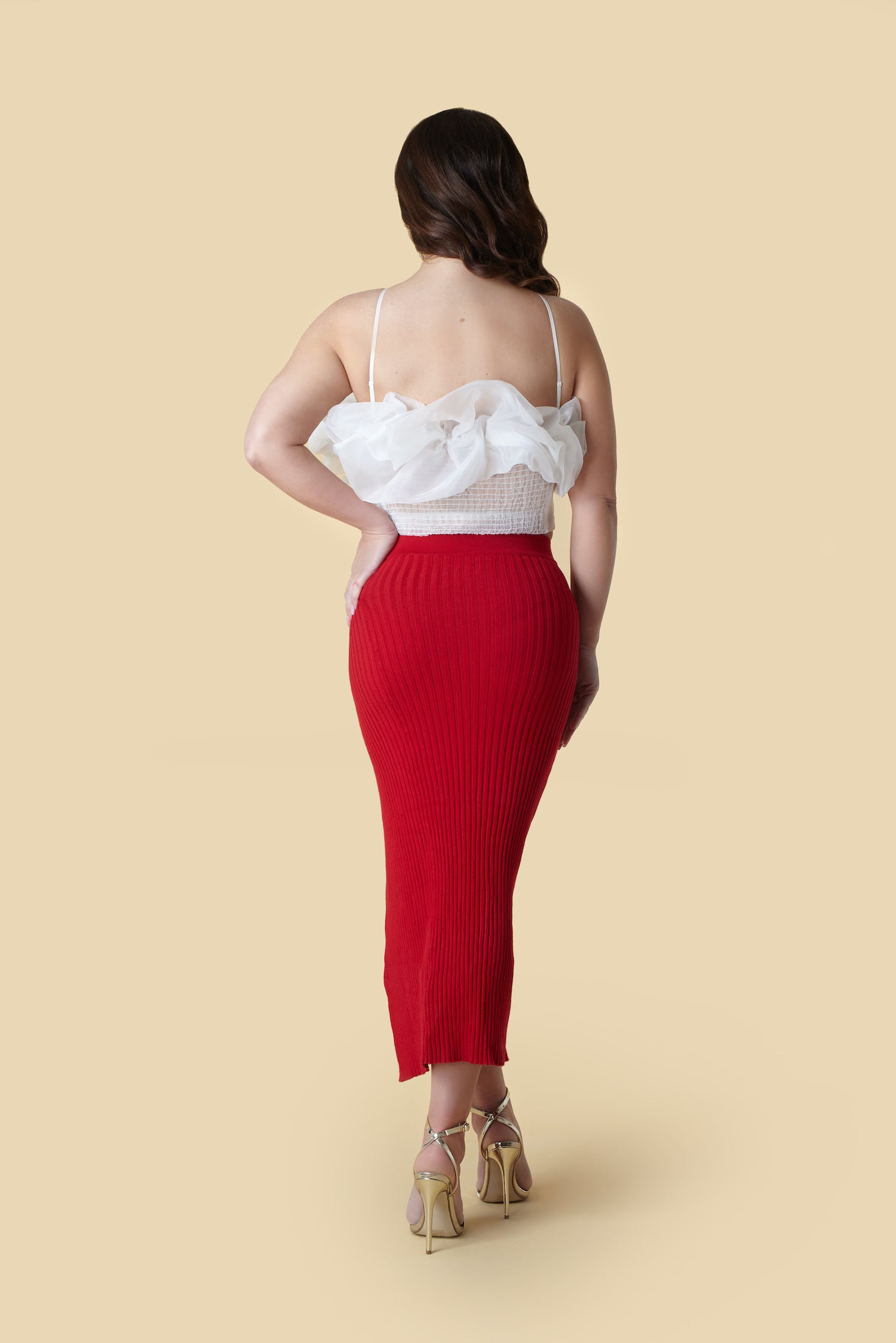 White Organza Ruffle Strappy Top