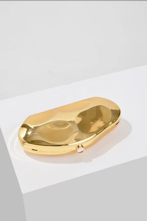 Gold Acrylic Oval Evening Mini Clutch Bag
