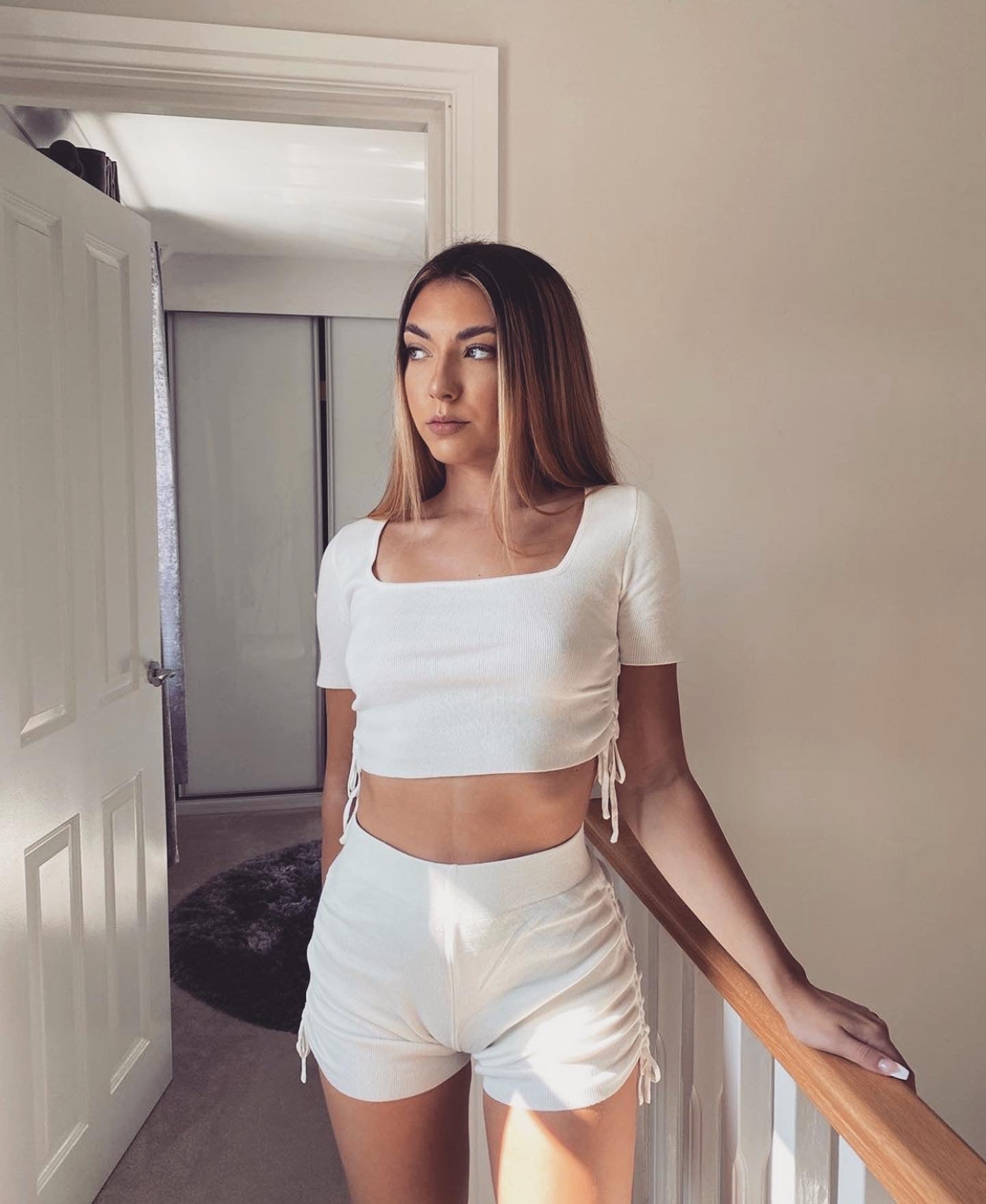 White Crop Top Shorts Co-Ord Set