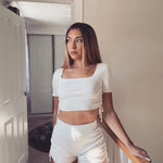 White Crop Top Shorts Co-Ord Set