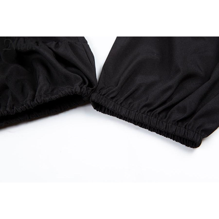 Puff Sleeve Hook and Eye Crop Top