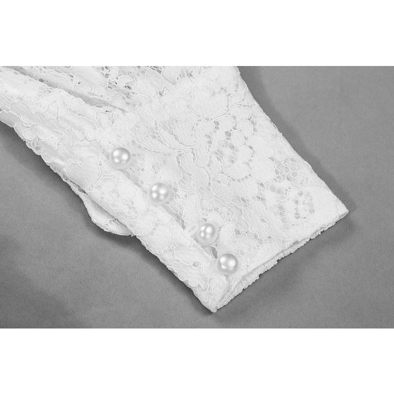 Long Sleeve Keyhole Lace Ruffles Jumpsuit